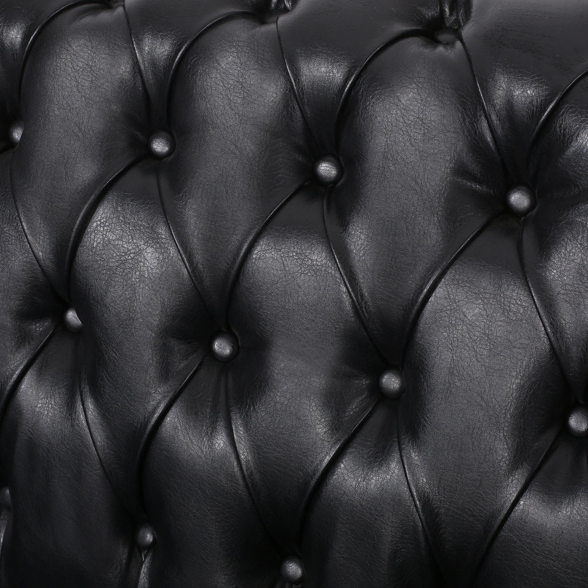 Midnight Black Leather Tufted Loveseat E217