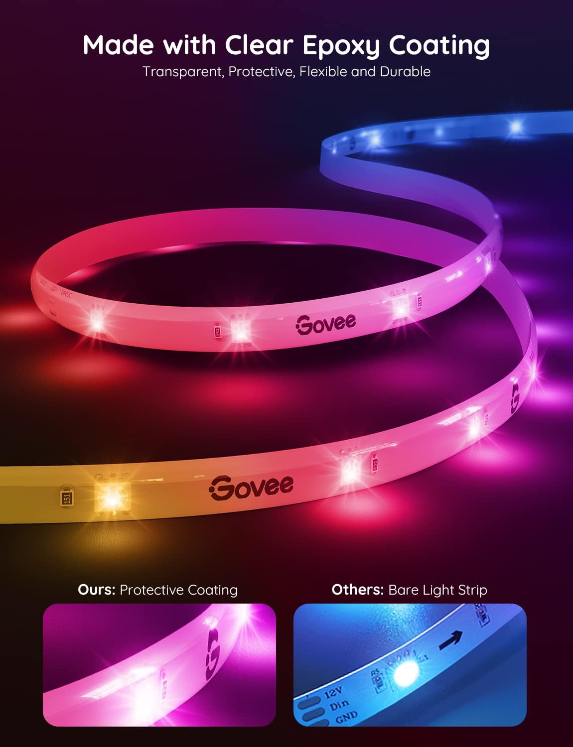 65.6ft RGBIC LED Strip Lights, 2 Rolls of 32.8ft, Pack of 2 Q619