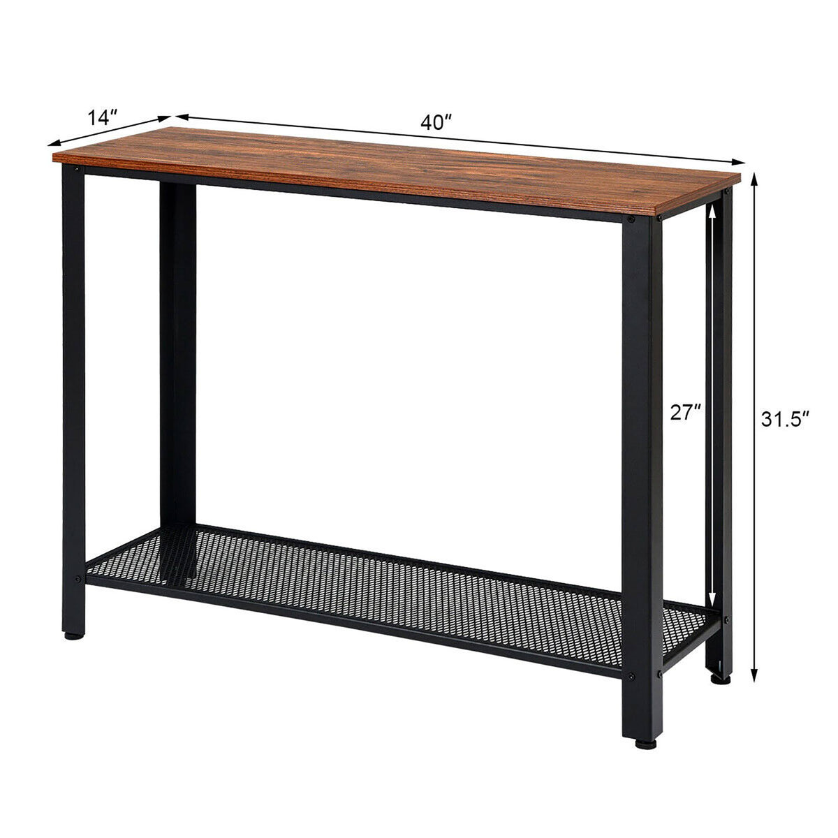Black Console Sofa Table with Storage Shelf V4664