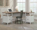 L-Shaped White Engineered Wood Desk H44038
