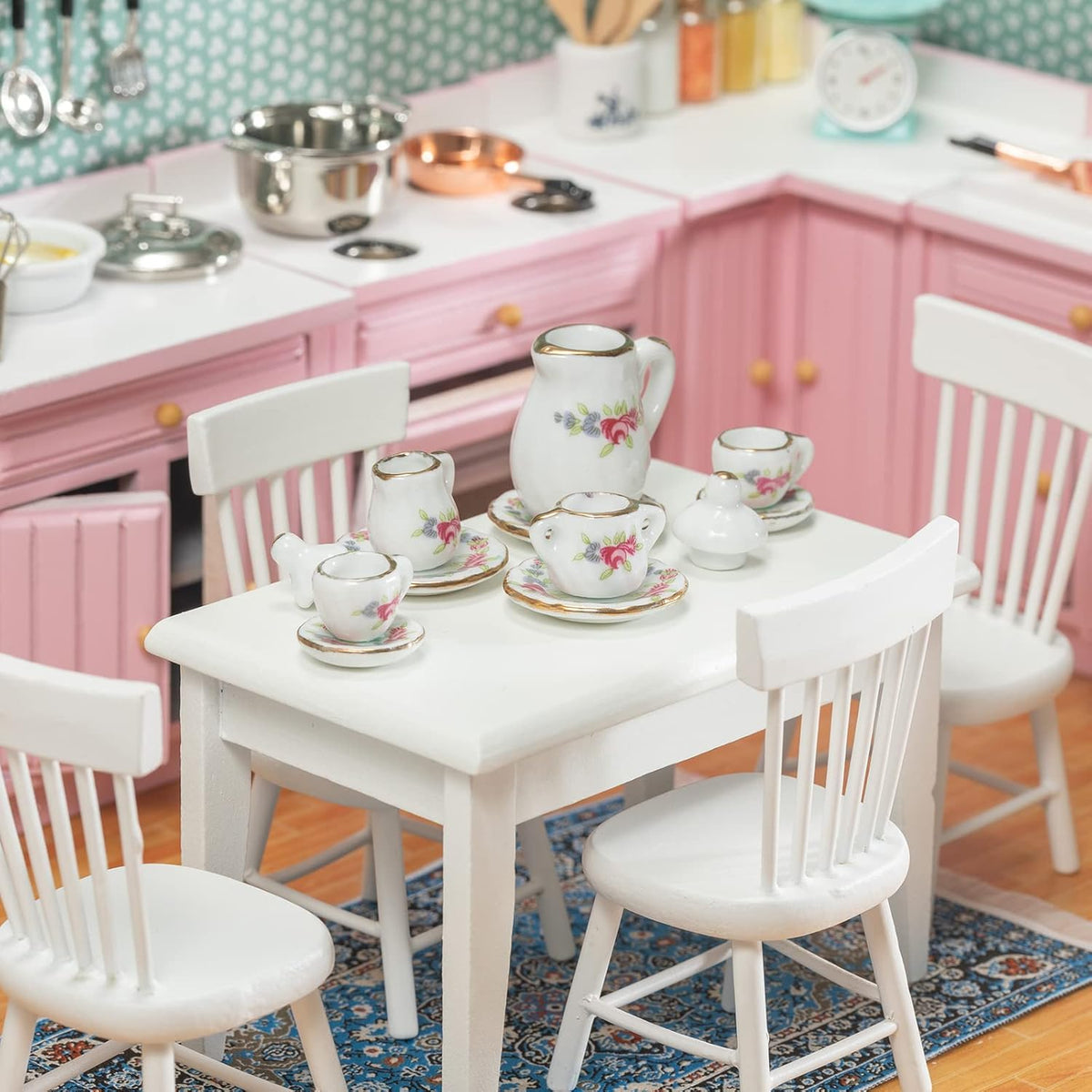 1:12 Dollhouse Kitchen Room Set 17 Pieces White G21835