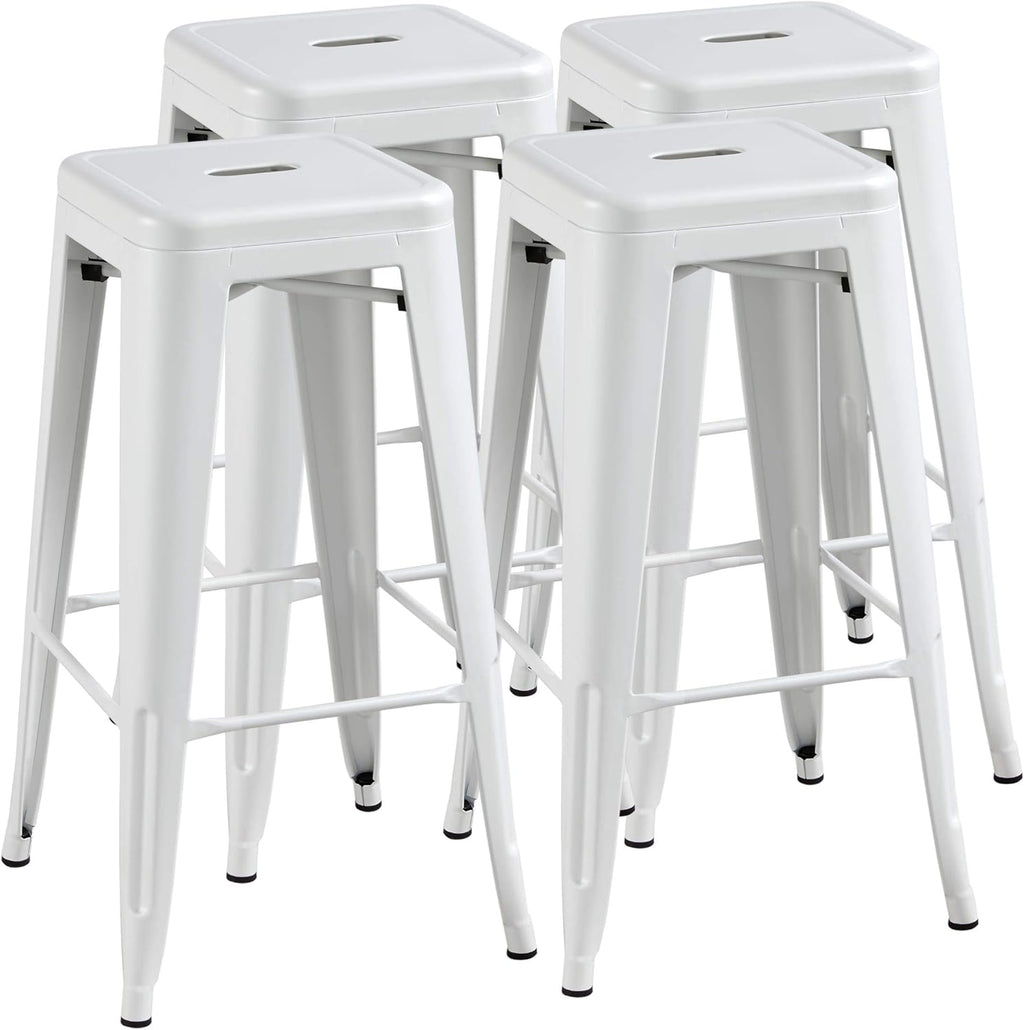 White 30inch Metal Barstools Set of 4 R68337