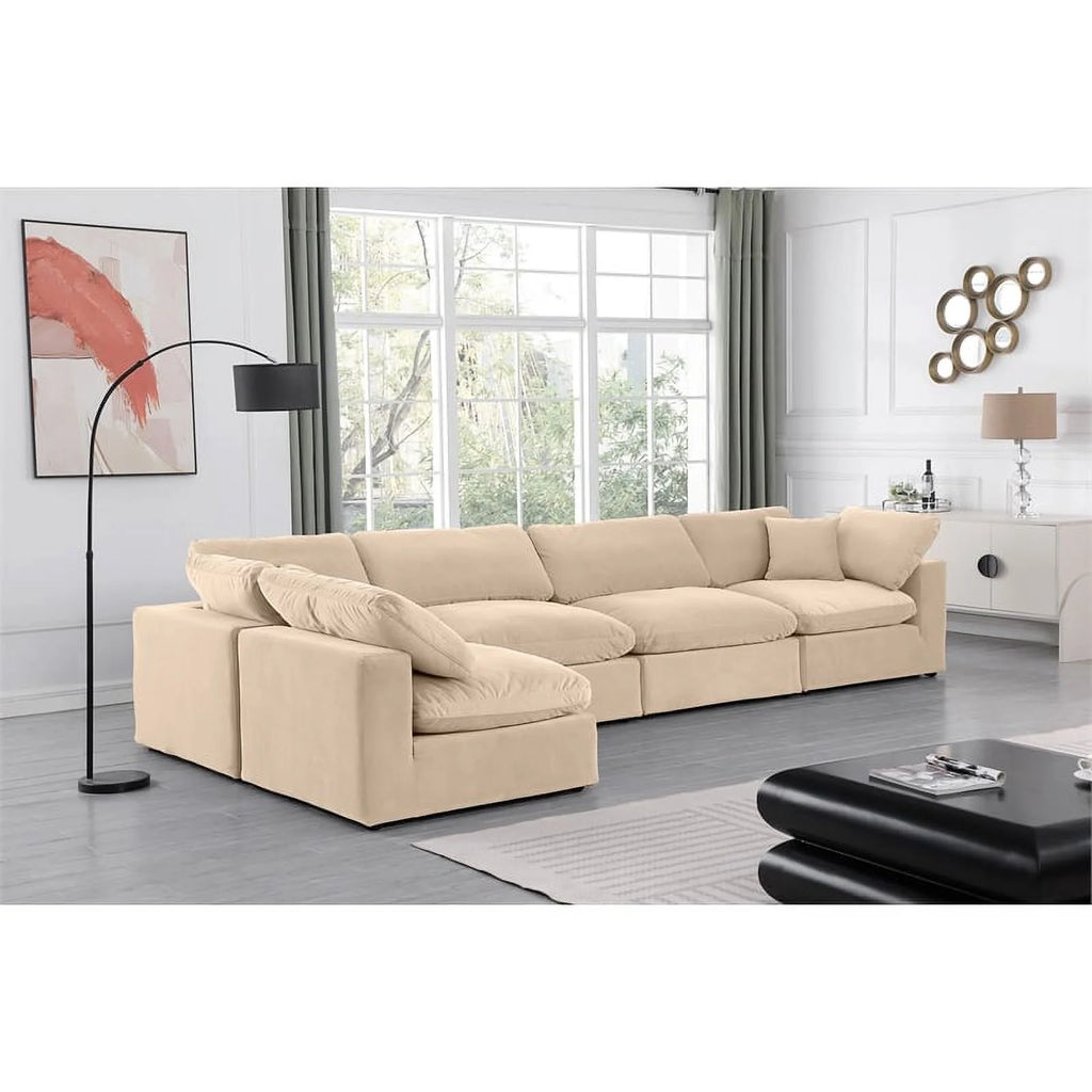 Beige Velvet Modular Sectional R268295
