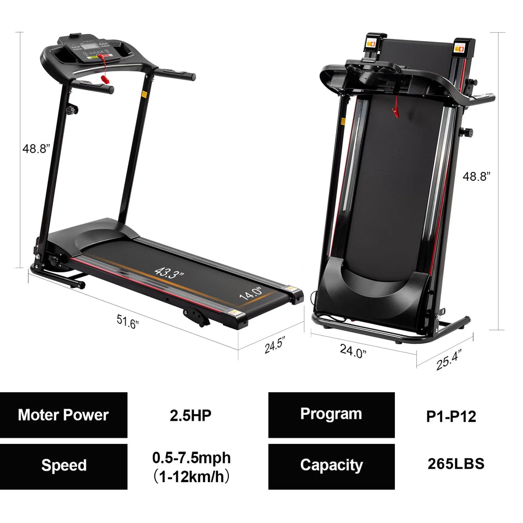 2.5HP Folding Treadmill with Incline W209