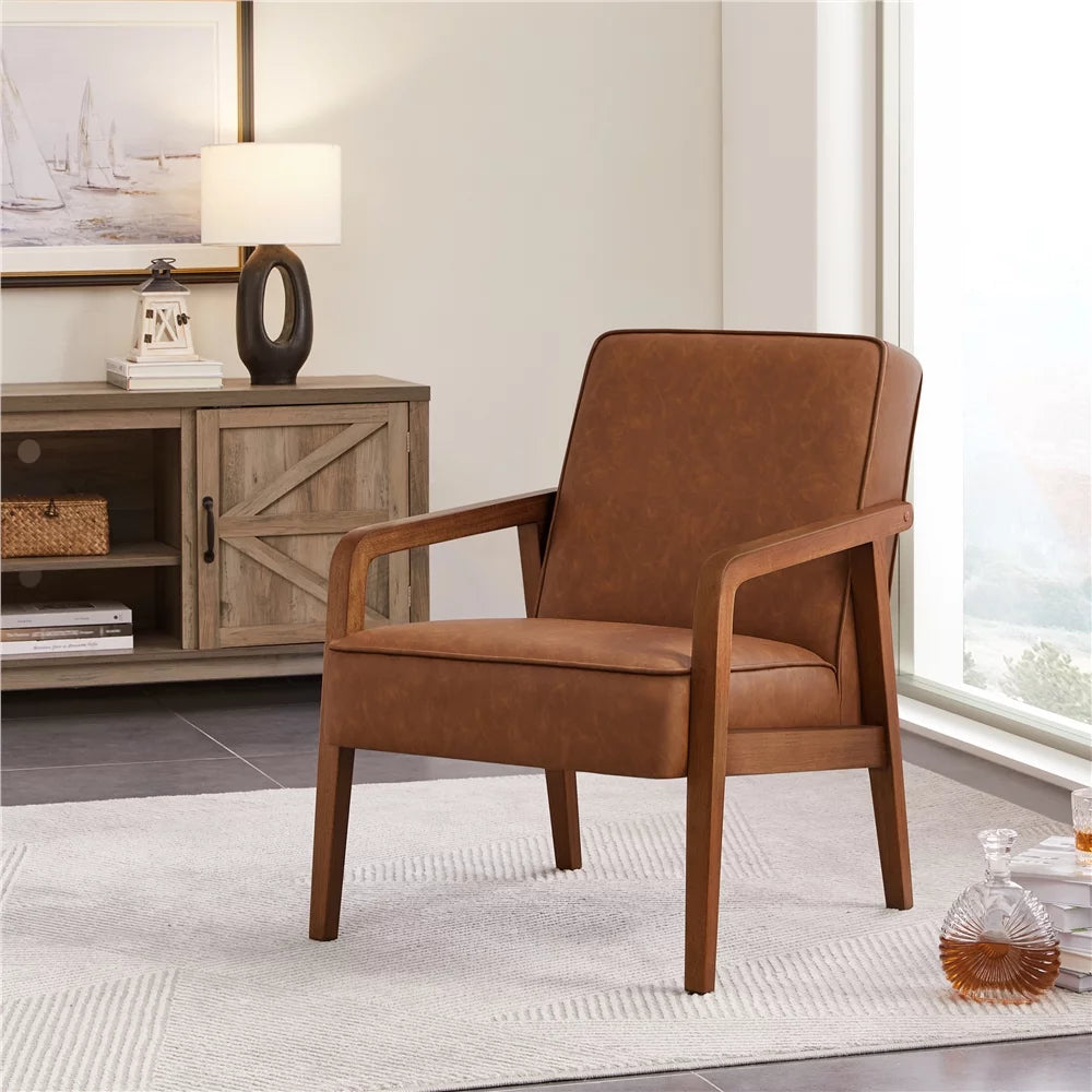 Light Brown Faux Leather Armchair F8730
