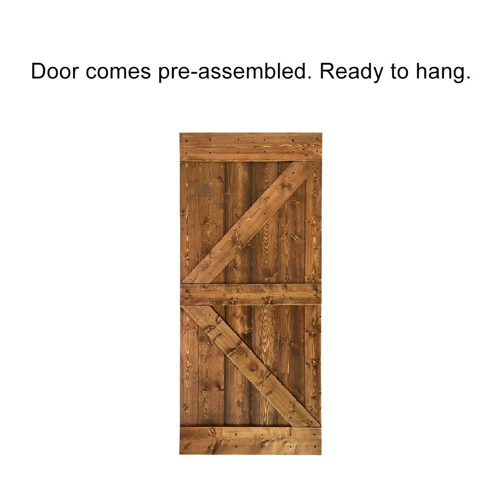 30 in. x 84 in. Red Walnut Stained Solid Pine Wood Interior Sliding Barn Door Slab Z2125