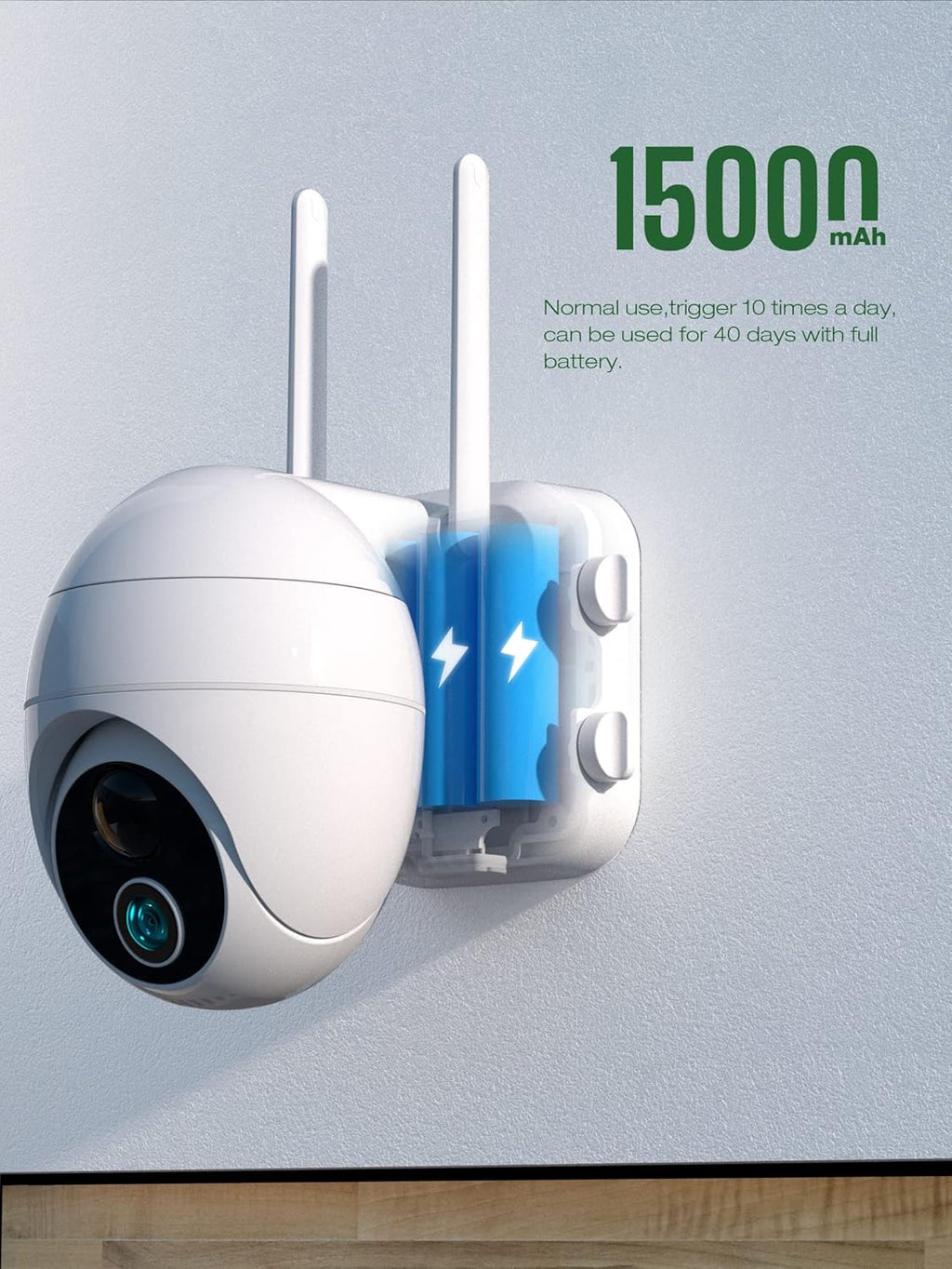 Wireless Outdoor Security Camera, 360° PTZ 1080P Night Vision B597