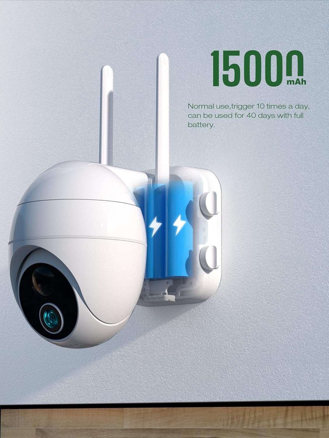 Wireless Outdoor Security Camera, 360° PTZ 1080P Night Vision B597