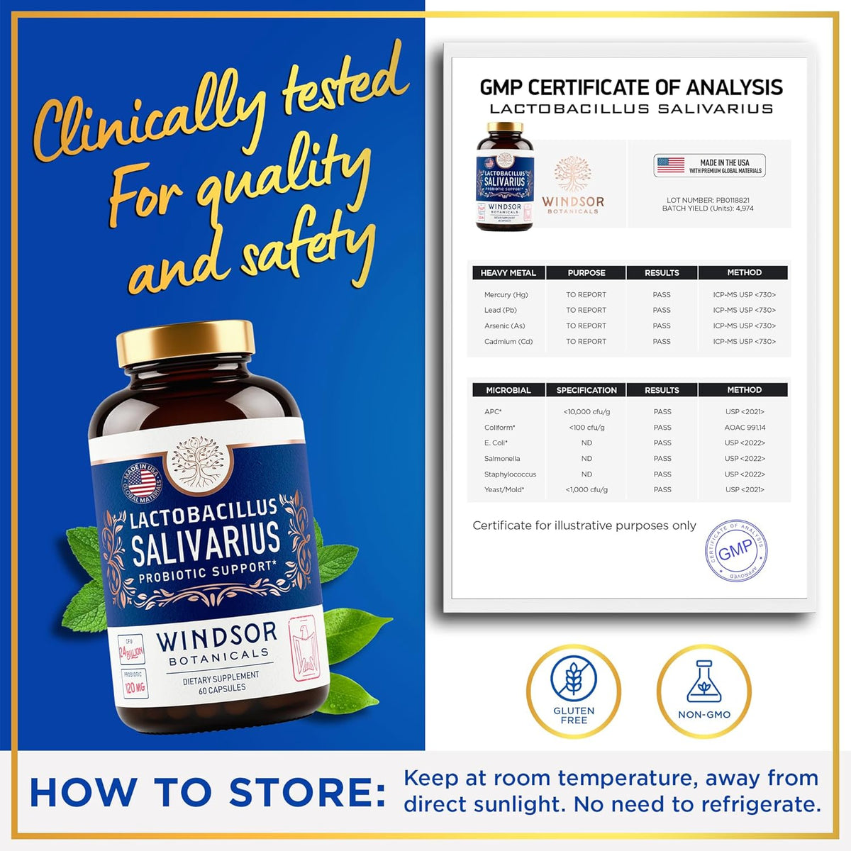 L Salivarius Probiotic Capsules, 24bn CFU, 60 Caps B803600