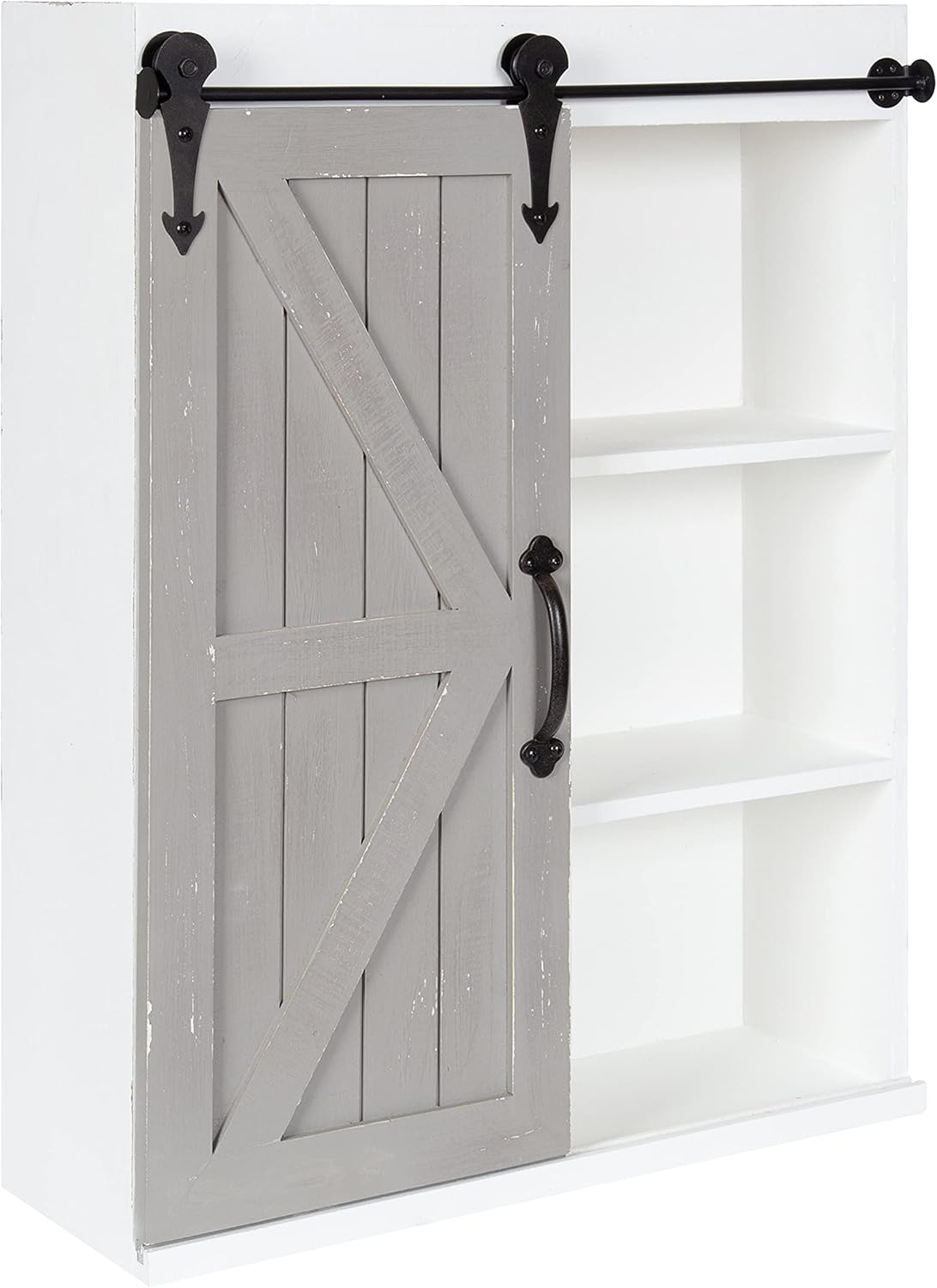 Wood Wall Storage Cabinet with Sliding Barn Door V1150