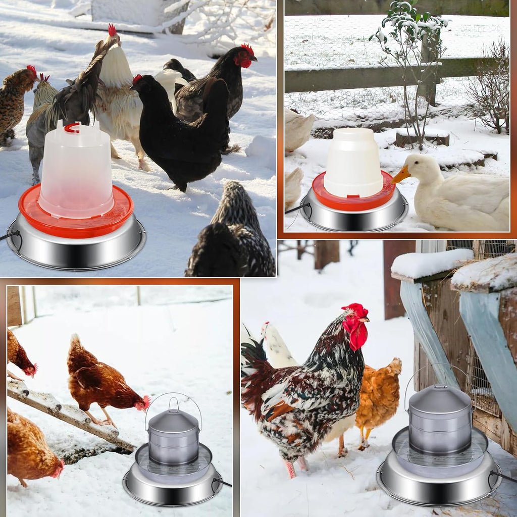 12 Inch 5 Gallons Poultry Drinker Heater Base with Thermostat and Power Cord M275462