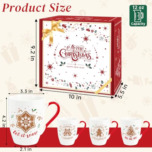 Set of 4 12 oz Ceramic Coffee Mugs V429