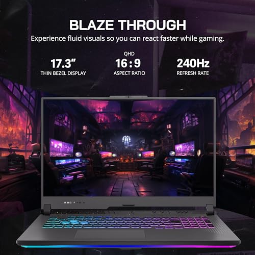 17.3" QHD 240Hz Gaming Laptop, AMD Ryzen 9, 64GB DDR5, 2TB PCIe SSD, NVIDIA GeForce RTX 4060, Gray I92959