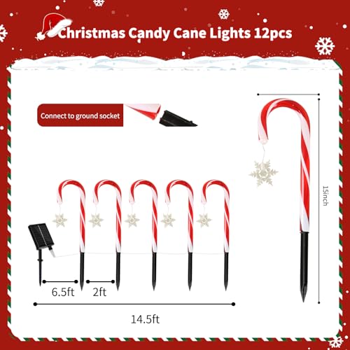 Solar Christmas Candy Cane Lights H435916