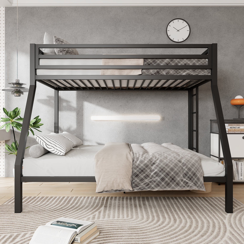 Black Twin Over Full Metal Bunk Bed with Stairs L91098