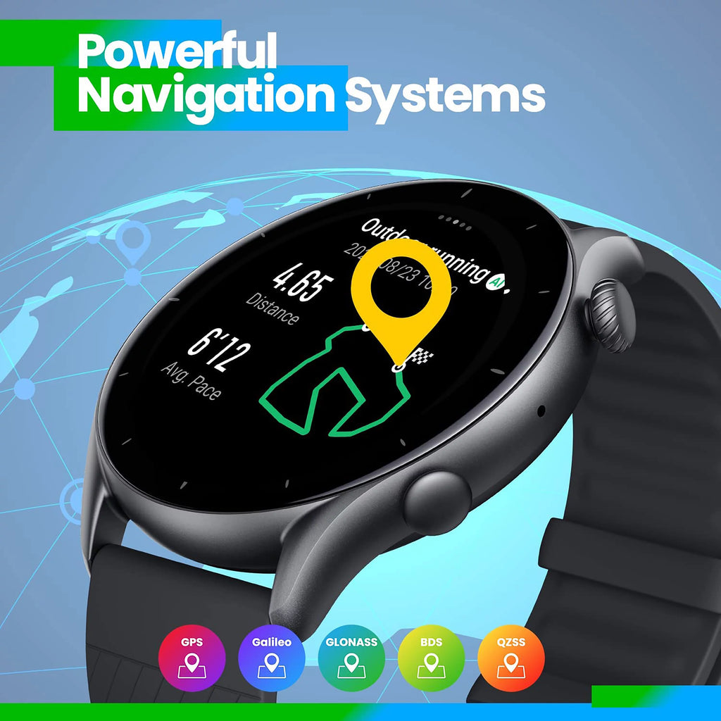 Smart Watch with GPS 150 Sports Modes 1.39” AMOLED Display Thunder Black T361