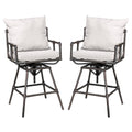 Set of 2 Black Adjustable Iron Barstool with Cushion P47070
