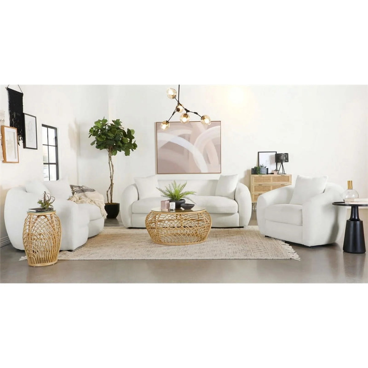 White Fabric Upholstered Sofa D996118