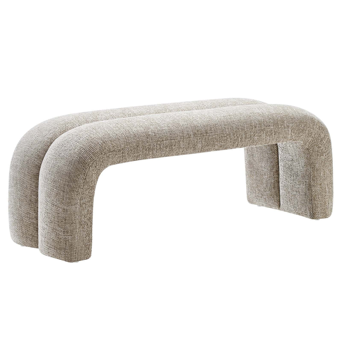 Khaki Chenille Upholstered Accent Bench E8388