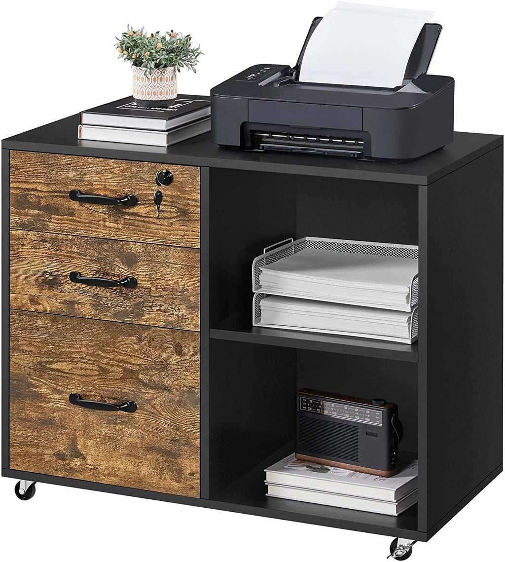 Black 3 Drawer Lateral Filing Cabinet Z7198