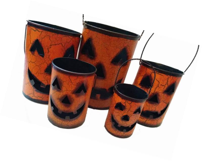 Set of 5 Nesting Pumpkin Halloween Container Baskets P4473
