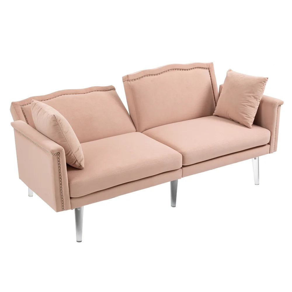 Pink Velvet 3-Seater Tufted Sofa M17362