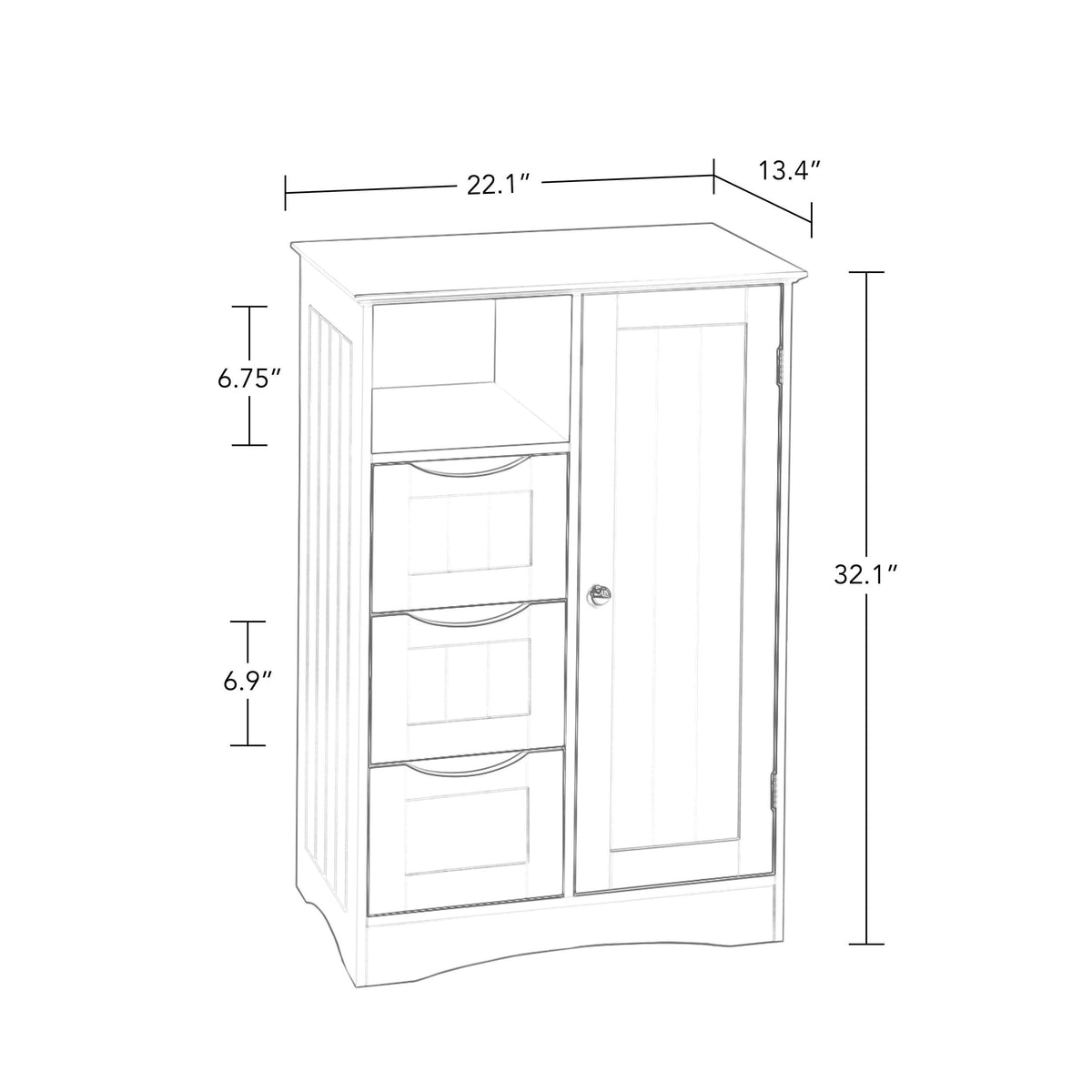 1 Door 3 Drawer Floor Cabinet Q618