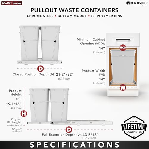 Double Pullout Trash Can 35 Qt Black Z67260