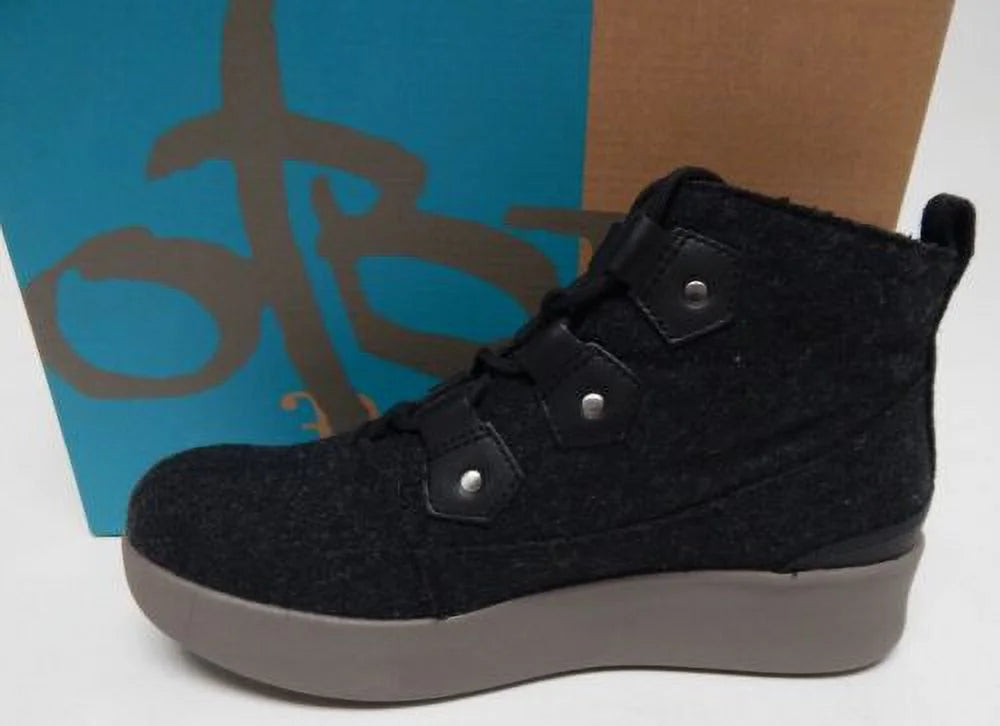 Water Resist Wool Platform High Top Shoes Black C611
