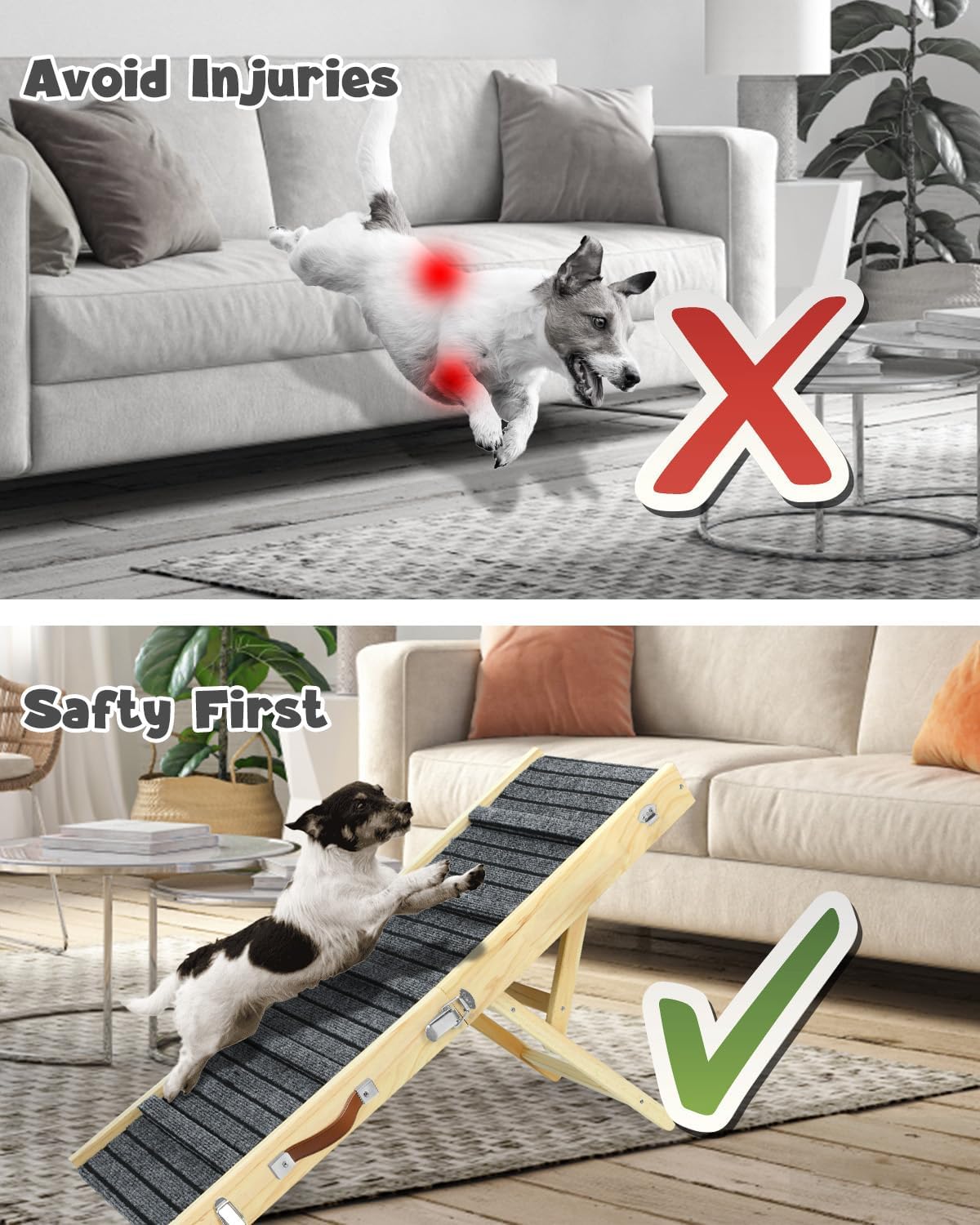 47.2" Long Wooden Folding Pet Ramp with Non-Slip Traction Mat (Grey) H15860