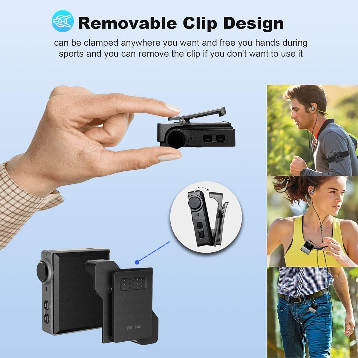 HiFi MP3 Player with Clip, Lossless DSD High Resolution Music Player Bluetooth, Portable Hi-Res Audio Player with 16GB Memory Card S1548