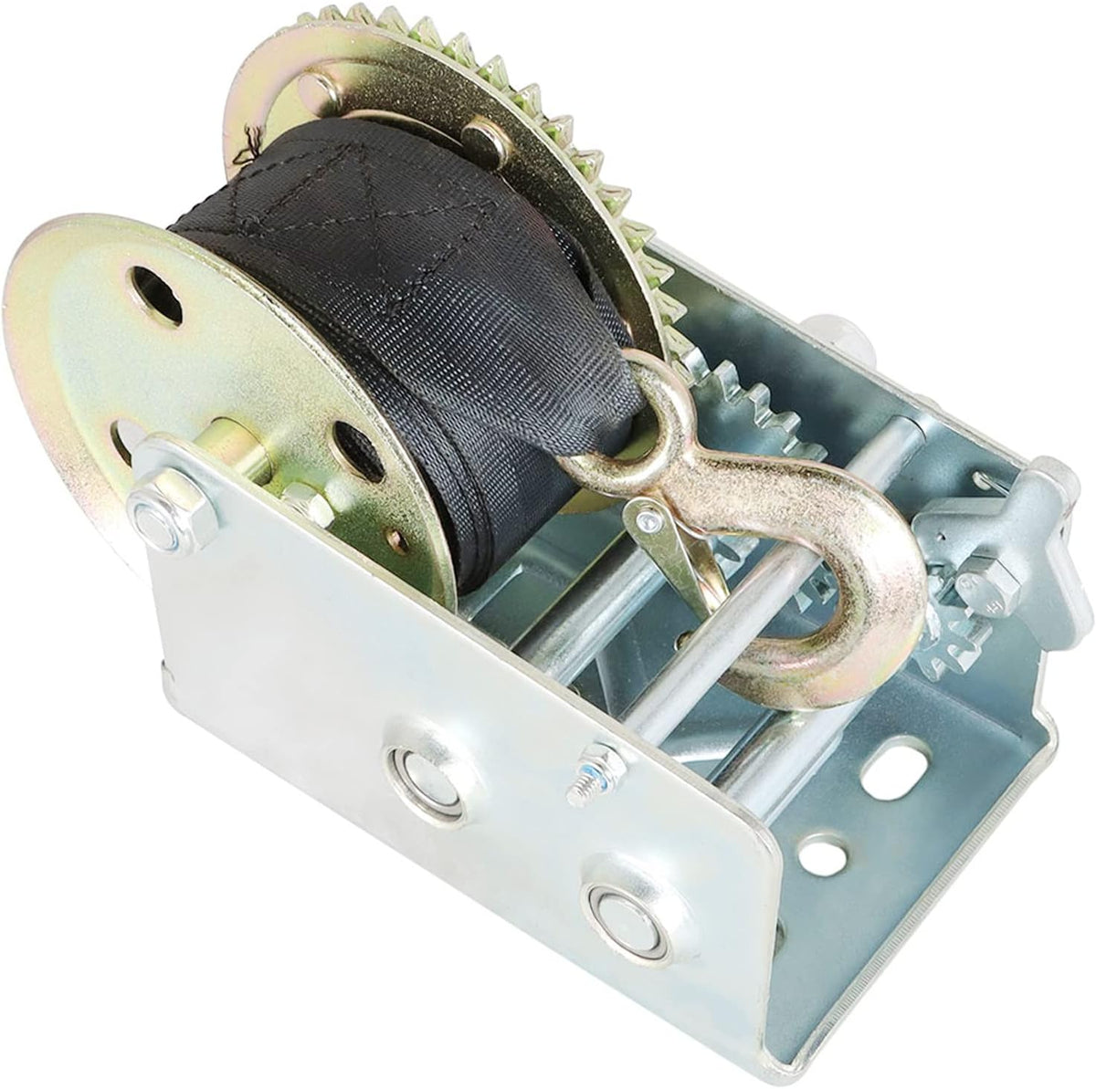 Heavy Duty Hand Winch 2500lbs with 24FT Strap Manual Operated Two-Way Ratchet Pack of 2 J673