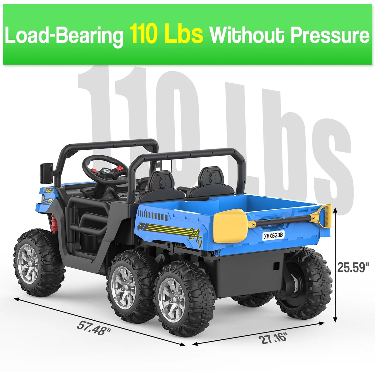 24V 6 Wheels Kids Electric Ride on Dump Truck with Trailer F3170