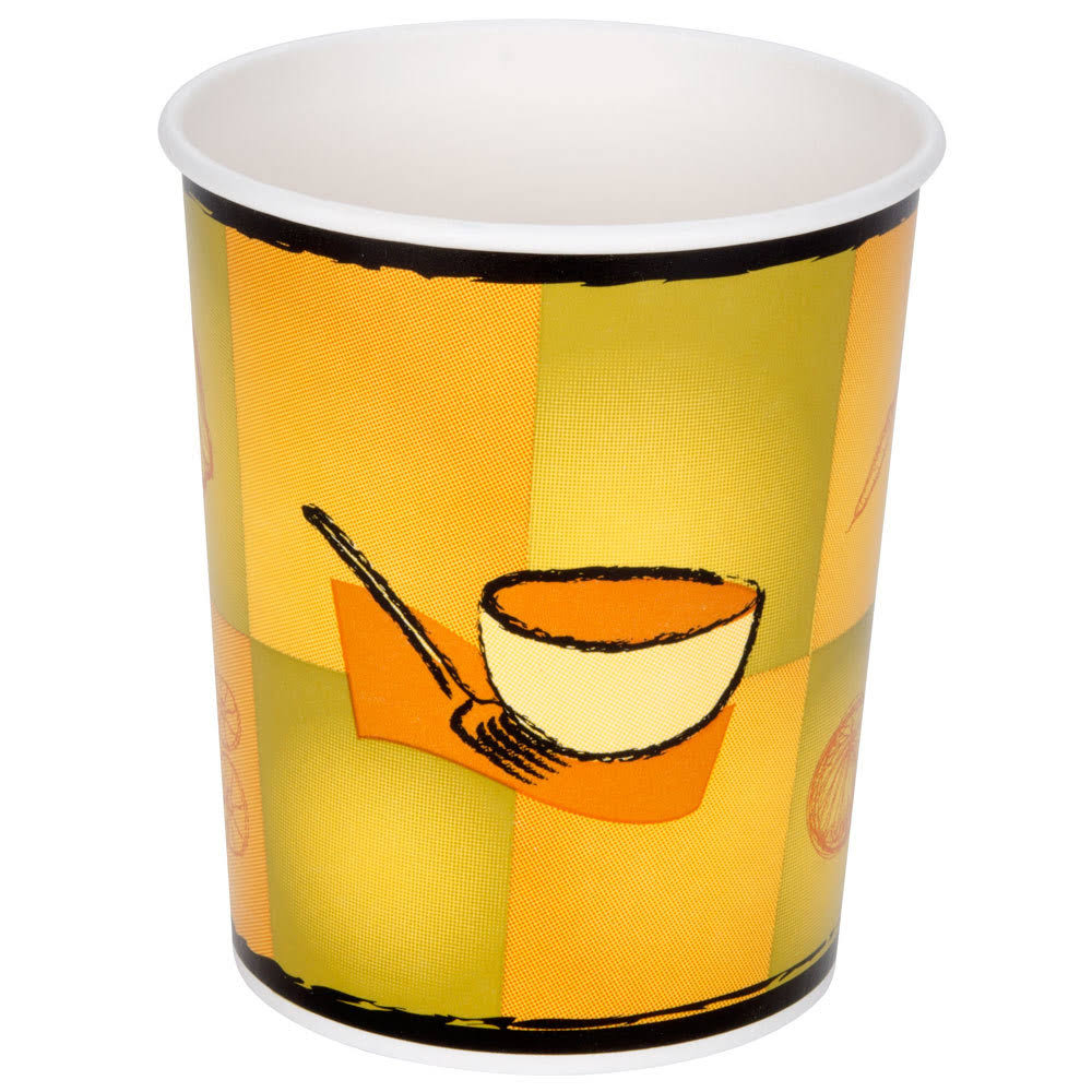 32 oz Double-Wall Poly Paper Soup Cup with Plastic Lid - 250/Case U12546