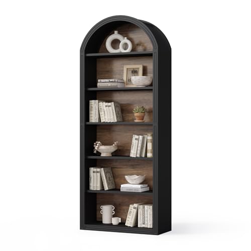 8-Tier Tall Wooden Bookcase with Arched Top H97062