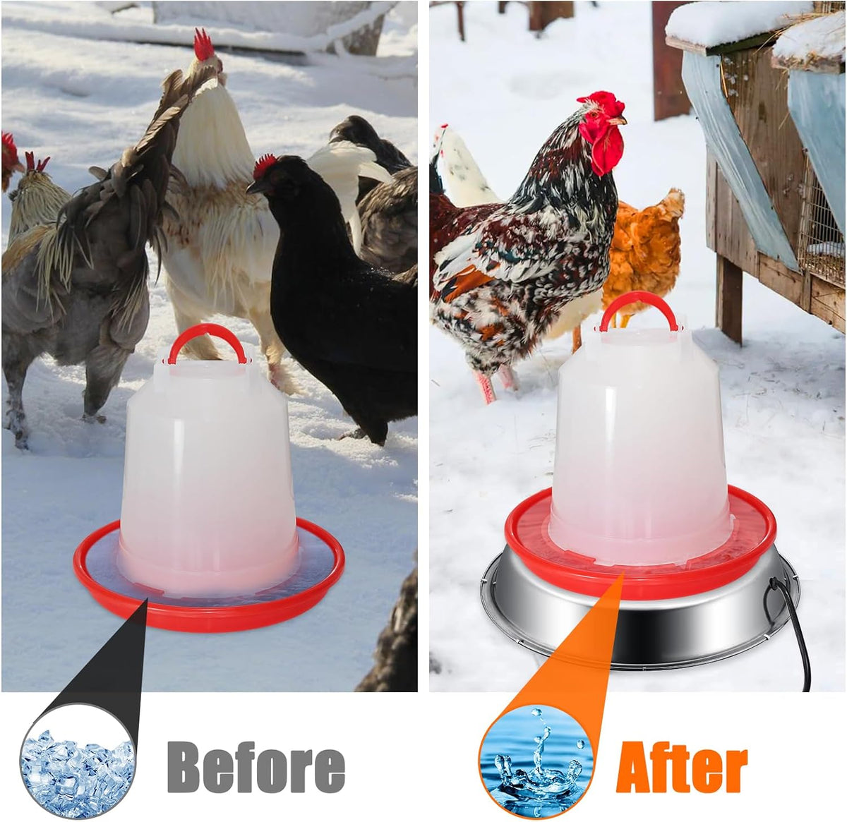 12 Inch 5 Gallons Poultry Drinker Heater Base with Thermostat and Power Cord M275462
