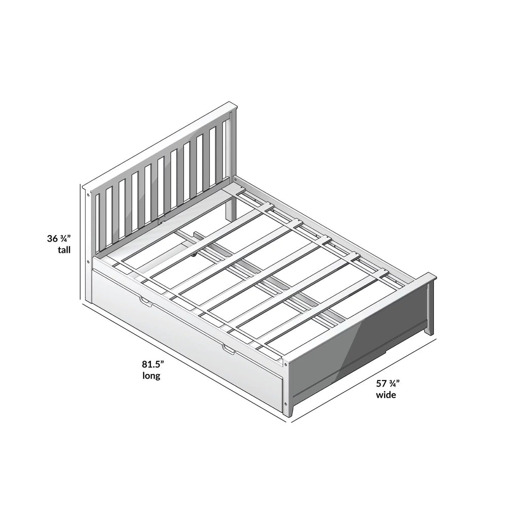 Solid Wood Full Size Platform Bed with Trundle and Storage I168521