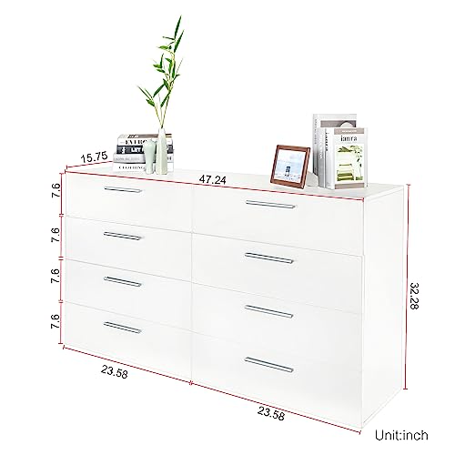 8 Drawer Black Wood Lateral Dresser with Metal Handles G974