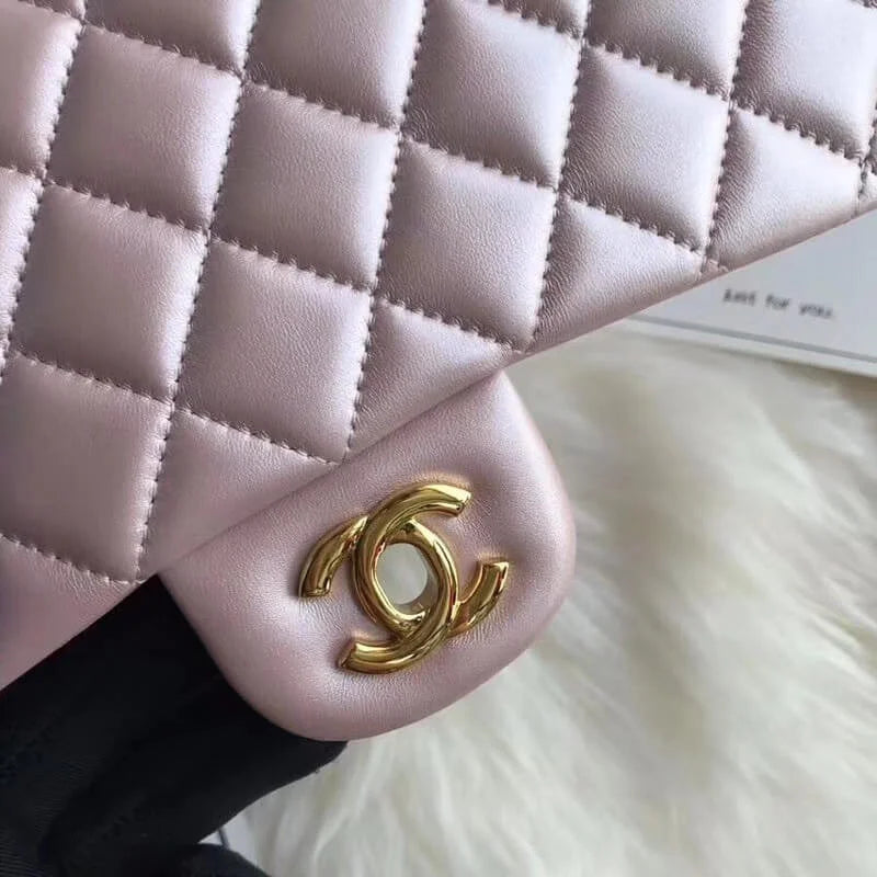 Pink Gold Medium Lambskin Leather Flap Bag A453