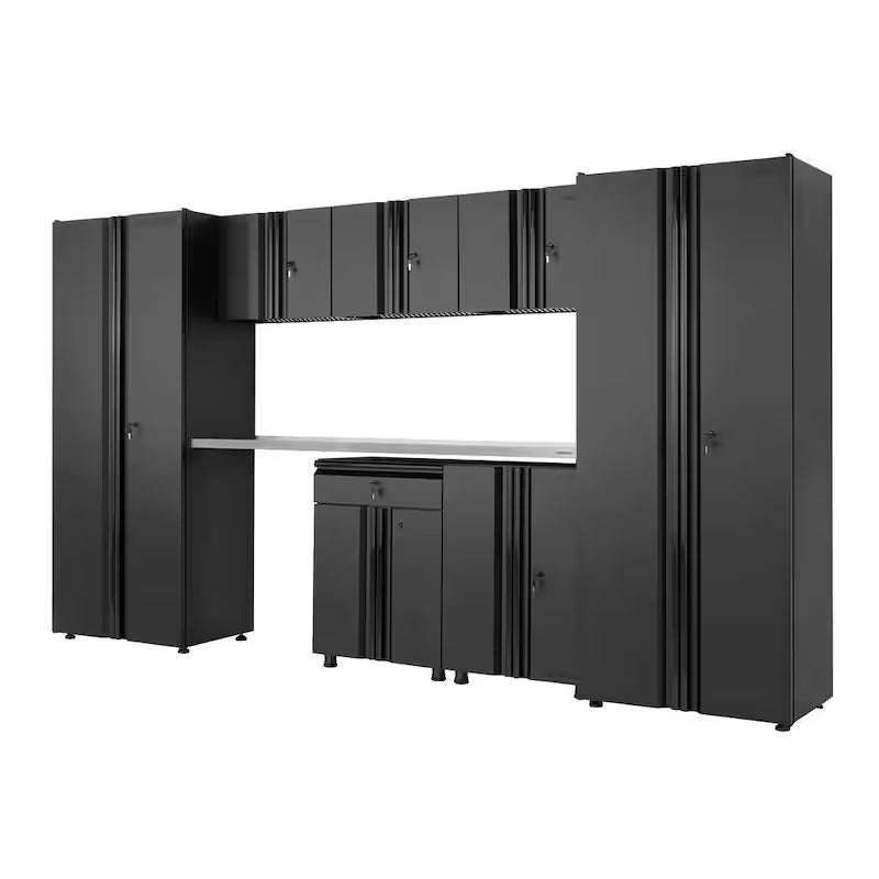 8 Piece Welded Steel Garage Storage System in Black C91815