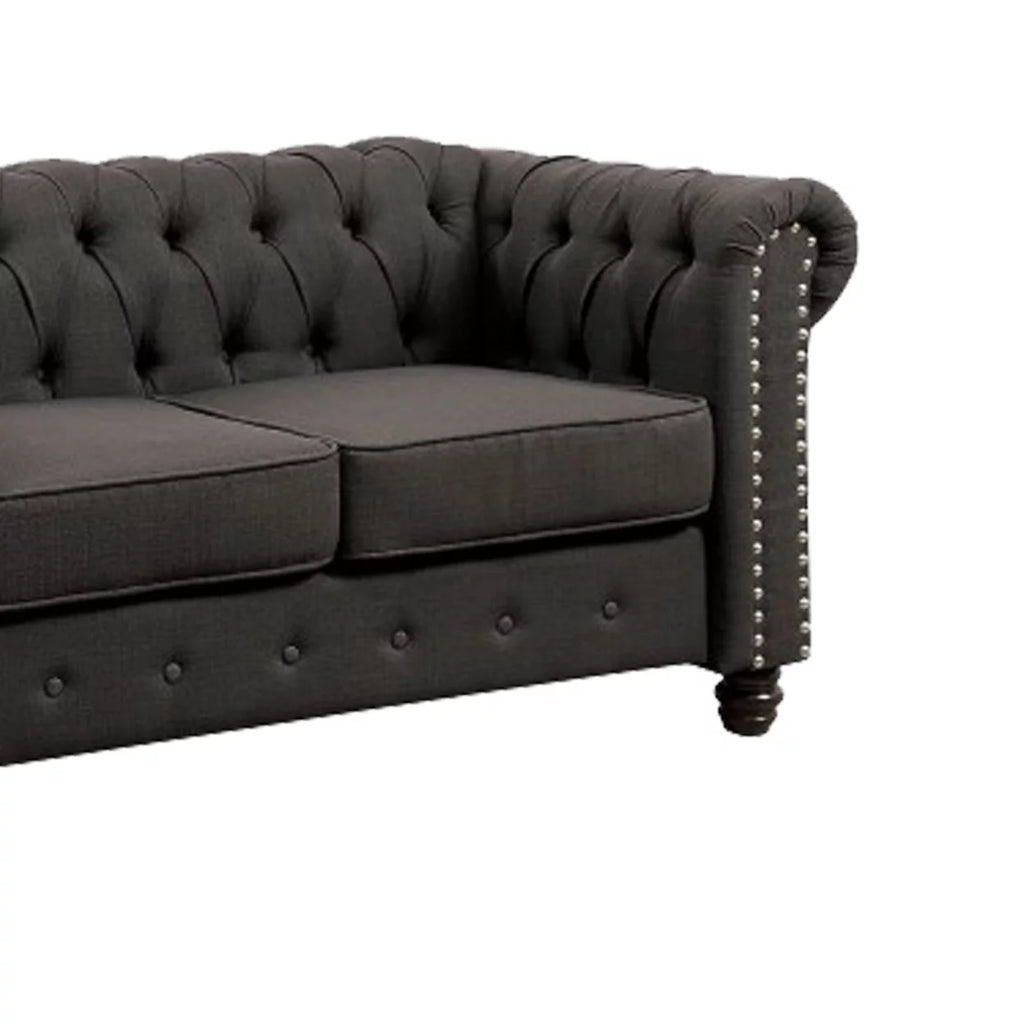 Gray Fabric Upholstered Loveseat M55374