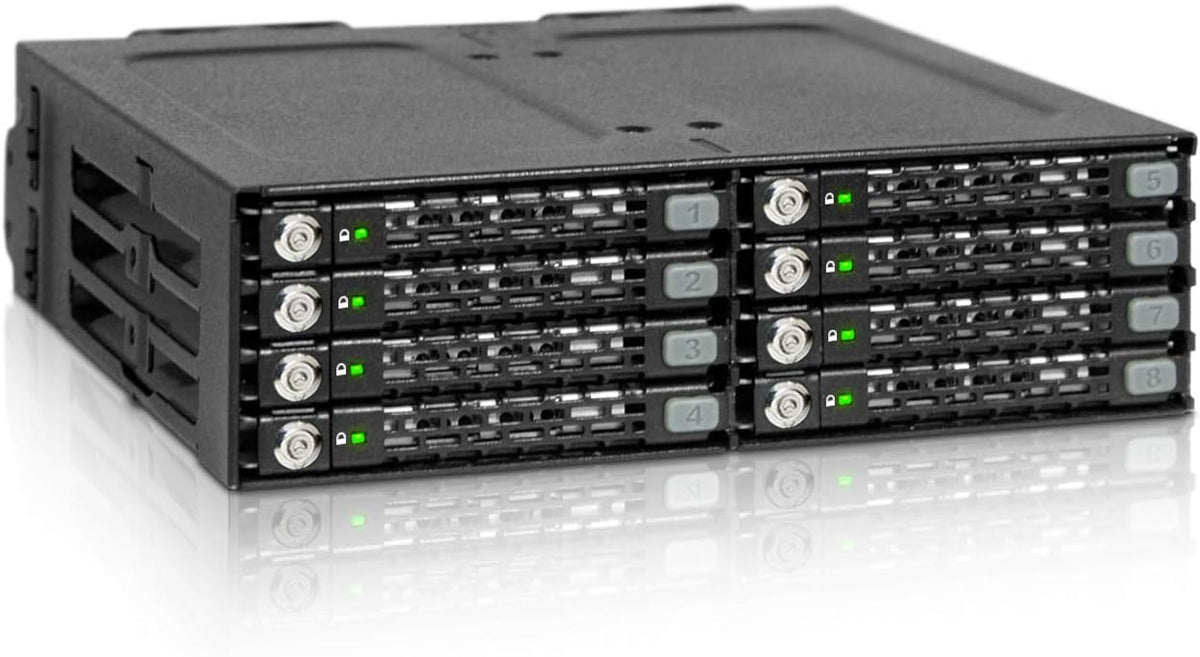 8 Bay 2.5 SATA HDD & SSD Backplane Cage with Locking Trays J418