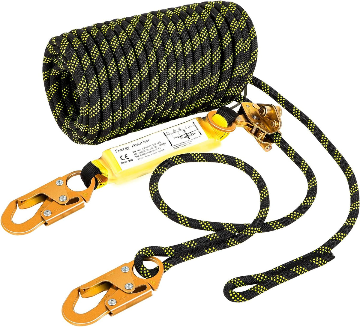 25 ft Polyester Fall Protection Rope with Alloy Steel Rope Grab, Pack of 2 T226