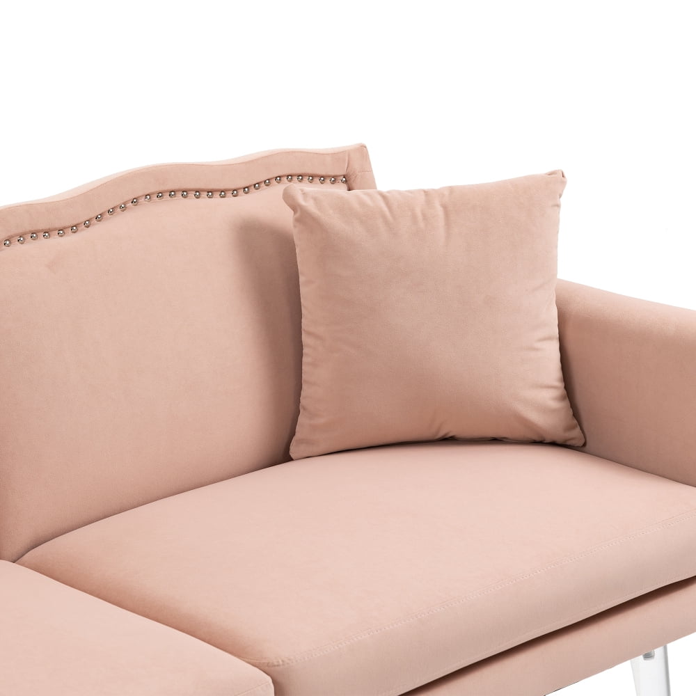 Pink Velvet 3-Seater Tufted Sofa M17362