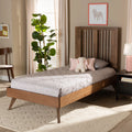 Twin Ash Walnut Wood Platform Bed H620