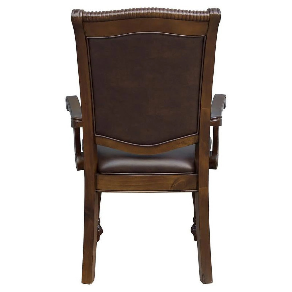 Brown Cherry Wood Dining Arm Chair Set of 2 F1075