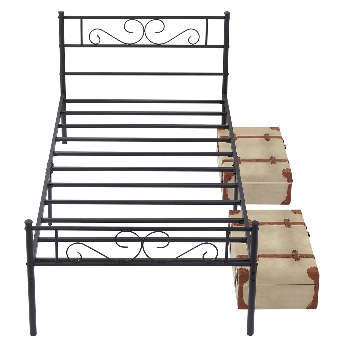 3-Piece Bedroom Set with Twin Bed Frame and 2 Black Nightstands O2775