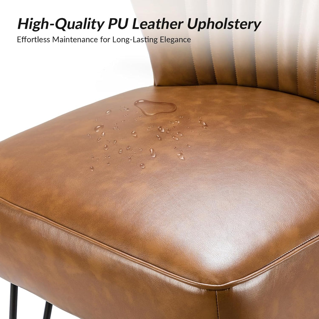 Faux Leather Accent Chairs Set Of 2 With Metal Base Z9895
