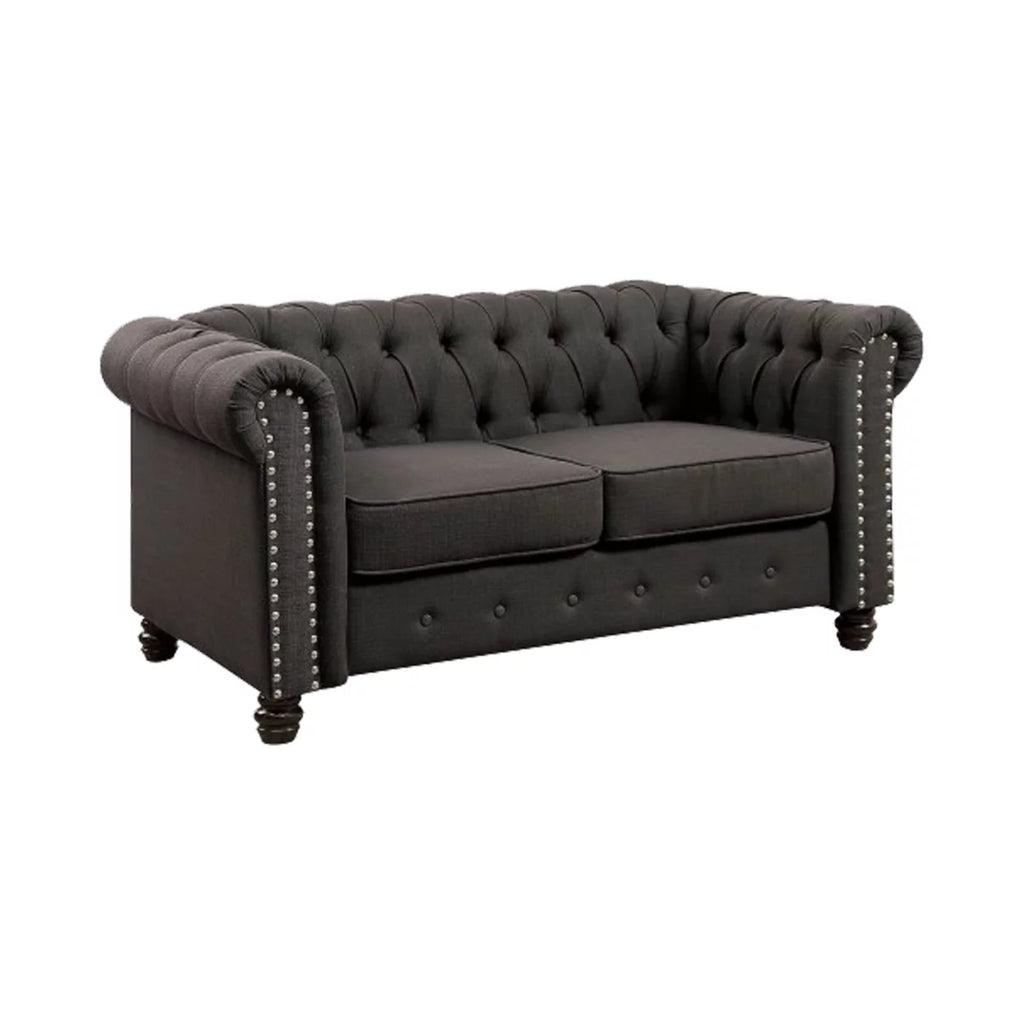 Gray Fabric Upholstered Loveseat M55374