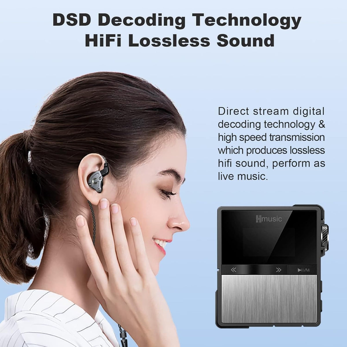 HiFi MP3 Player with Clip, Lossless DSD High Resolution Music Player Bluetooth, Portable Hi-Res Audio Player with 16GB Memory Card S1548